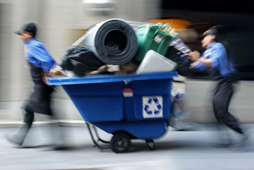 Various types of construction waste materials